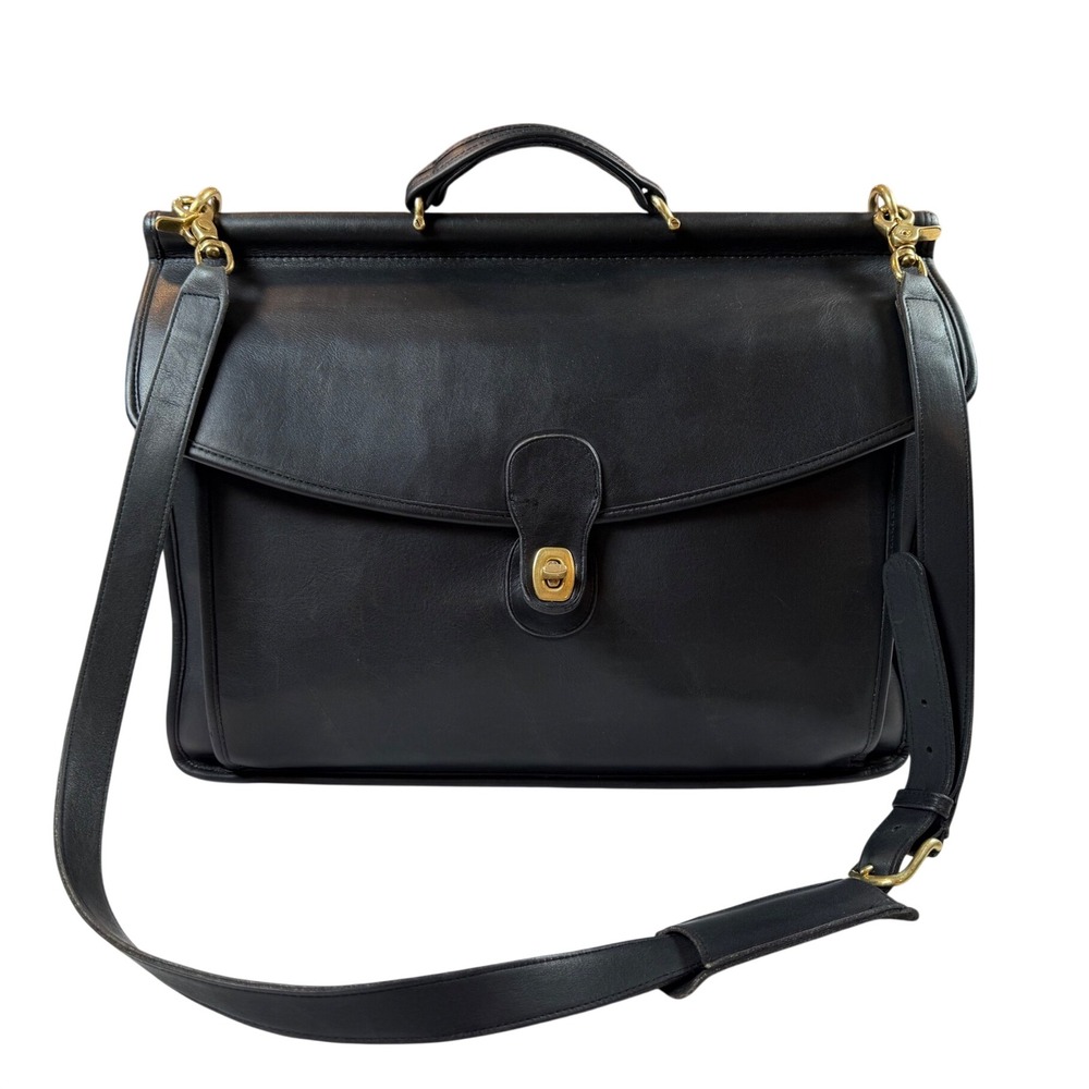 Vintage Coach Beekman Briefcase Black Leather Messenger Bag 058-3113 USA Made